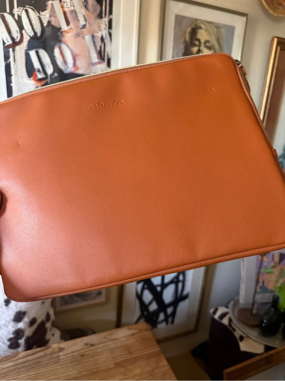 Tan faux Leather fleece lined Laptop Sleeve MOSISO Laptop Sleeve Bag 16”